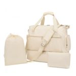 EA2348 – Kono Waterproof Multi-Pocket Travel Duffel Bag Set With Dedicated Shoe Compartment – Beige
