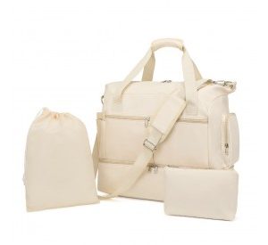 EA2348 - Kono Waterproof Multi-Pocket Travel Duffel Bag Set With Dedicated Shoe Compartment - Beige