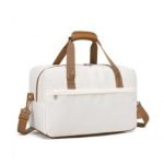 EA2369M – Kono Lightweight Water-Resistant Foldable Under Seat Travel Carry-on Duffel Bag Medium – Beige And Brown