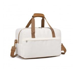 EA2369M - Kono Lightweight Water-Resistant Foldable Under Seat Travel Carry-on Duffel Bag Medium - Beige And Brown