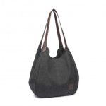 EB2040 – Kono Canvas Shoulder Tote Bag – Black
