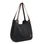EB2040L – Kono Canvas Shoulder Tote Bag – Black