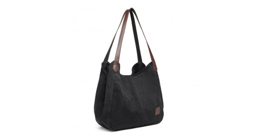 EB2040L - Kono Canvas Shoulder Tote Bag - Black