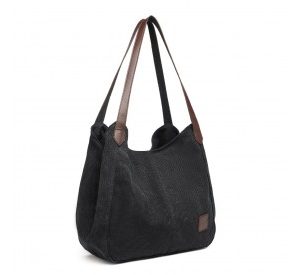 EB2040L - Kono Canvas Shoulder Tote Bag - Black