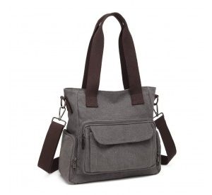 EB2125 - Kono Large Capacity Multi Compartment Canvas Crossbody Tote Bag - Grey