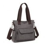 EB2125 – Kono Large Capacity Multi Compartment Canvas Crossbody Tote Bag – Grey