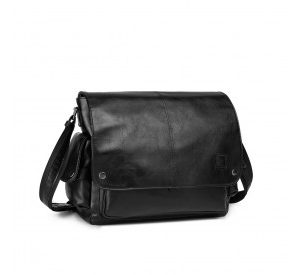 EB2127 - Kono Casual Leather Men's Large Capacity Shoulder Bag - Black