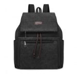 EB2233 – Kono Canvas Clamshell Drawstring School Backpack – Black