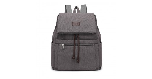 EB2233 - Kono Canvas Clamshell Drawstring School Backpack - Grey