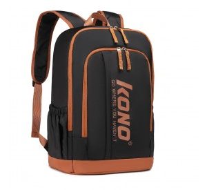 EB2325 - Kono Contrasting Colors Waterproof Casual Backpack With Laptop Compartment - Black
