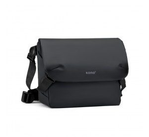 EB2340 - KONO Modern PVC Coated Water-Resistant Crossbody With Versatile Carrying Options - Black