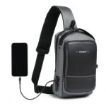 EG2403 – Kono Smart Sling Chest Bag with USB Charging Port Lightweight Single Strap Crossbody Backpack for Daily Use Ideal for Men and Women – Grey And Black