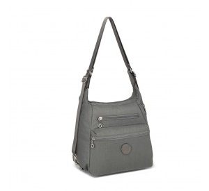 EH2063 - Kono Three Way Multipurpose Casual Shoulder Bag With Double Zippers - Grey