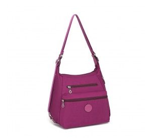 EH2063 - Kono Three Way Multipurpose Casual Shoulder Bag With Double Zippers - Purple
