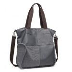 EH2221 – Kono Paneled Contrast Large Capacity Canvas Shoulder Bag – Grey