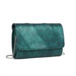 EH2257 – Miss Lulu Stylish Twill Clutch Leather Chain Evening Bag – Green