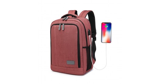 EM2111S - Kono Multi-Compartment Backpack with USB Port - Claret