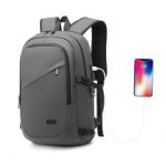 EM2349 – Kono PVC Coated Water-Resistant Tech Backpack With USB Charging Port – Grey