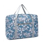 EQ2308F – Kono Foldable Waterproof Storage Cabin Travel Handbag Flower Print – Blue