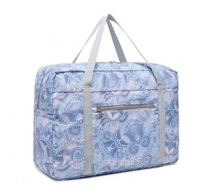 EQ2308P - Kono Foldable Waterproof Storage Cabin Travel Handbag Print - Light Blue