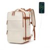 EQ2344 – Kono Multi-Functional Breathable Travel Backpack With USB Charging Port And Separate Shoe Compartment – Beige And Brown