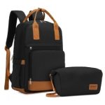 EQ2401 – Kono Multi-Compartment Laptop Backpack with Type-C USB Charging Port and Small Pouch for Daily Commute and Travel – Black And Brown