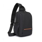 EQ2405 – Kono Water-Resistant Ultra-Thin Lightweight Sling Chest Bag with Reflective Trim – Black