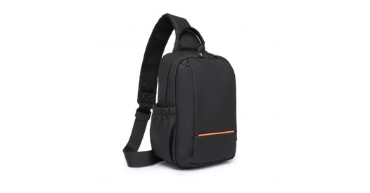 EQ2405 – Kono Water-Resistant Ultra-Thin Lightweight Sling Chest Bag with Reflective Trim – Black