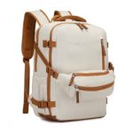 EQ2406 – Kono Ultimate Traveler’s Backpack with Detachable Waist Pack and Integrated USB/Type-C Charging Ports – Beige And Brown