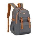 EQ2416 – Kono PVC Coated Urban Water-Resistant Backpack with Reflective Safety Straps and Multi-Compartment Design – Grey and Brown