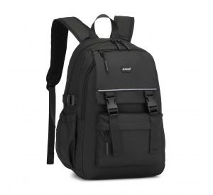 EQ2416 - Kono PVC Coated Urban Water-Resistant Backpack with Reflective Safety Straps and Multi-Compartment Design - Black