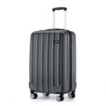 K1773-1L – Kono 19 Inch Cabin Size ABS Hard Shell Luggage with Vertical Stripes – Ideal for Carry-On – Grey