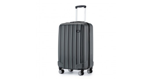K1773-1L - Kono 19 Inch Cabin Size ABS Hard Shell Luggage with Vertical Stripes - Ideal for Carry-On - Grey