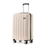 K1773-1L – Kono 19 Inch Cabin Size ABS Hard Shell Luggage with Vertical Stripes – Ideal for Carry-On – Beige