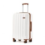 K1773-1L – Kono 24 Inch Striped ABS Hard Shell Luggage with 360-Degree Spinner Wheels – Cream