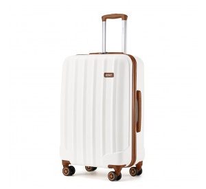 K1773-1L - Kono 24 Inch Striped ABS Hard Shell Luggage with 360-Degree Spinner Wheels - Cream