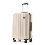 K1773-1L – Kono 24 Inch Striped ABS Hard Shell Luggage with 360-Degree Spinner Wheels – Beige