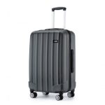 K1773-1L – Kono 24 Inch Striped ABS Hard Shell Luggage with 360-Degree Spinner Wheels – Grey