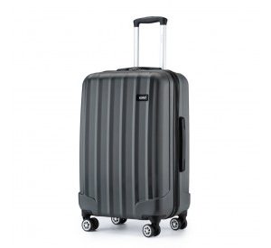 K1773-1L - Kono 24 Inch Striped ABS Hard Shell Luggage with 360-Degree Spinner Wheels - Grey