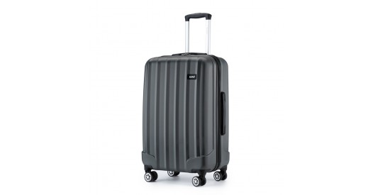 K1773-1L - Kono 24 Inch Striped ABS Hard Shell Luggage with 360-Degree Spinner Wheels - Grey