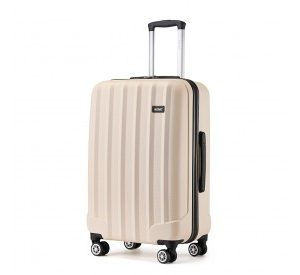 K1773-1L - Kono 24 Inch Striped ABS Hard Shell Luggage with 360-Degree Spinner Wheels - Beige