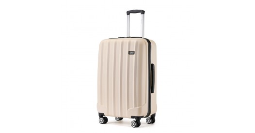 K1773-1L - Kono 24 Inch Striped ABS Hard Shell Luggage with 360-Degree Spinner Wheels - Beige