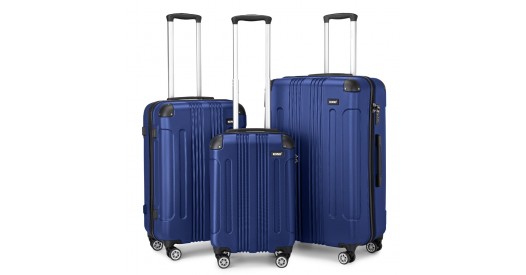 K1777-1L - Kono 19/24/28 Inch 3 Piece Set ABS Lightweight Compact Hard Shell Travel Luggage - Navy