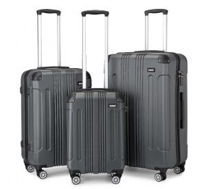 K1777-1L - Kono 19/24/28 Inch 3 Piece Set ABS Lightweight Compact Hard Shell Travel Luggage - Grey