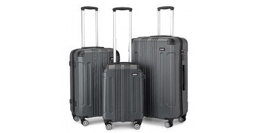 K1777-1L - Kono 19/24/28 Inch 3 Piece Set ABS Lightweight Compact Hard Shell Travel Luggage - Grey
