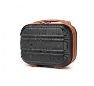 K1871-1L - Kono 12 Inch Lightweight Hard Shell ABS Vanity Case - Black And Brown