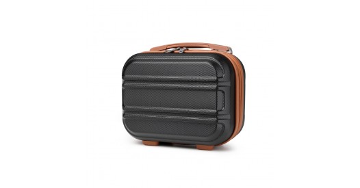 K1871-1L - Kono 12 Inch Lightweight Hard Shell ABS Vanity Case - Black And Brown