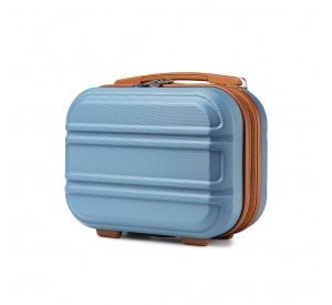 K1871-1L - Kono 12 Inch Lightweight Hard Shell ABS Vanity Case - Grayish Blue And Brown
