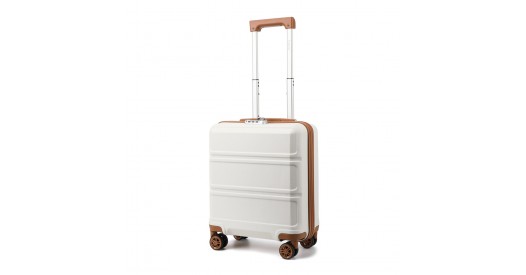 K1871-1L - Kono ABS 16 Inch Sculpted Horizontal Design Cabin Luggage - Cream