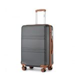 K1871-1L – Kono ABS 20 Inch Sculpted Horizontal Design Cabin Luggage – Grey And Brown